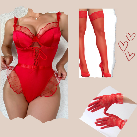 Body Maggie Sexy lingerie rouge Plus Size